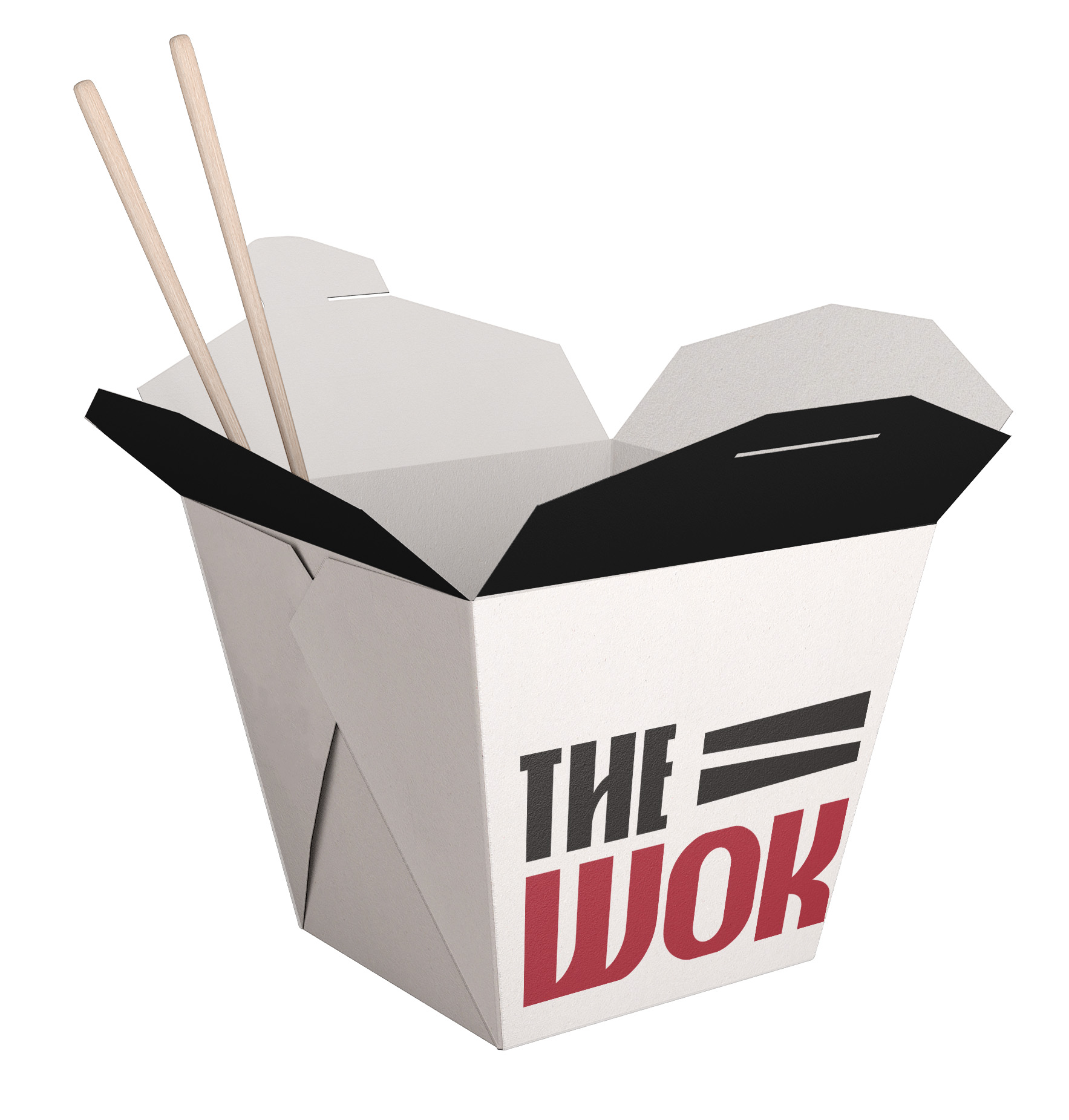 The Wok noodle box packaging
